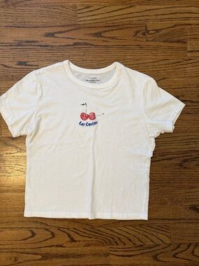 Abercrombie & Fitch White Cherry Graphic Short Sleeve Tee